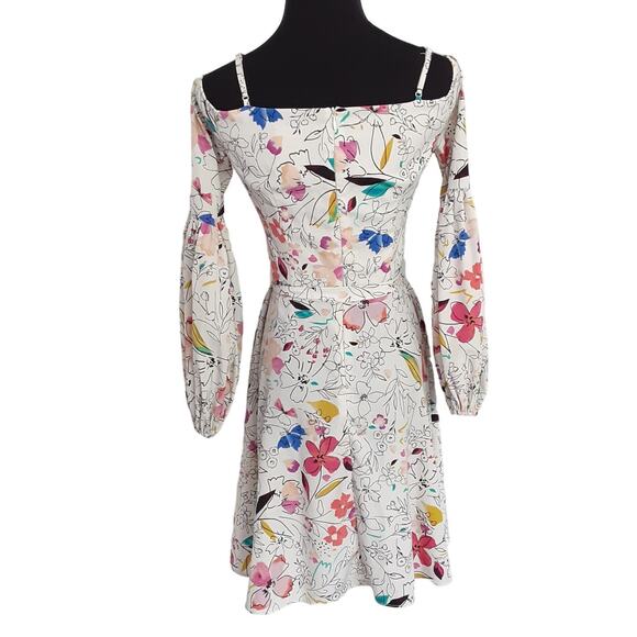 Clover and Sloane Off The Shoulder Floral Fit & Flare Dress Puff Sleeve Women XS - Picture 3 of 10